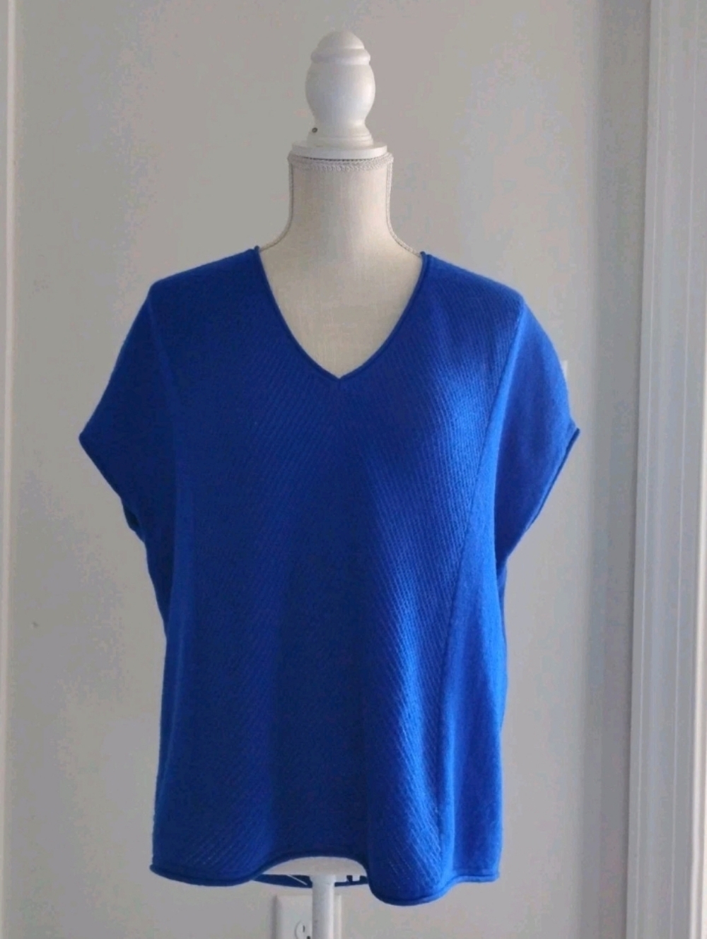 Vince 100% Cashmere Cobalt Blue Short Sleeve Sweater Oversized Women's Size XS